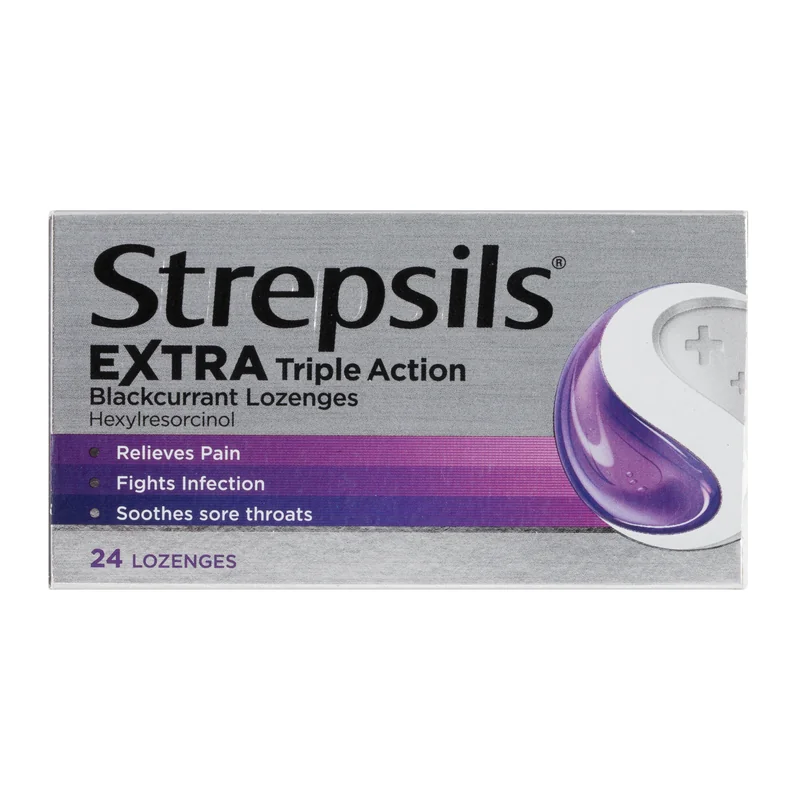 Strepsils Extra Triple Action Blackcurrant Lozenges